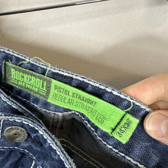 Rock & Roll Cowboy Dark Wash Straight Leg Jeans Men’s 34X36 - Picture 7 of 9